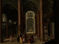 GG 1312  GG 1312, Deutsch, 16. Jh., Inneres einer Kirche mit Christus und der Ehebrecherin, Holz, 49x 65 cm : Aufnahmedatum: 2008, Kirchen